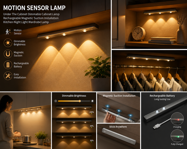 Motion Sensor LED Cabinet Light – Wireless Wardrobe & Kitchen Light