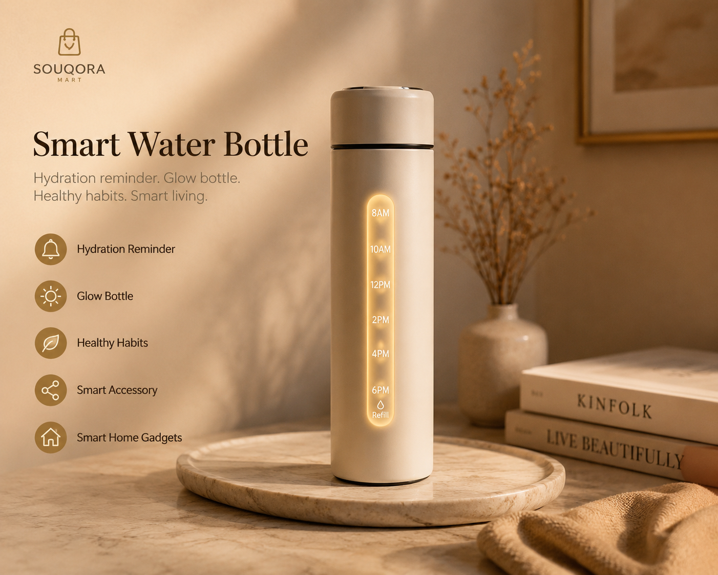 Smart Water Bottle with Glow Reminder – Track Daily Hydration
